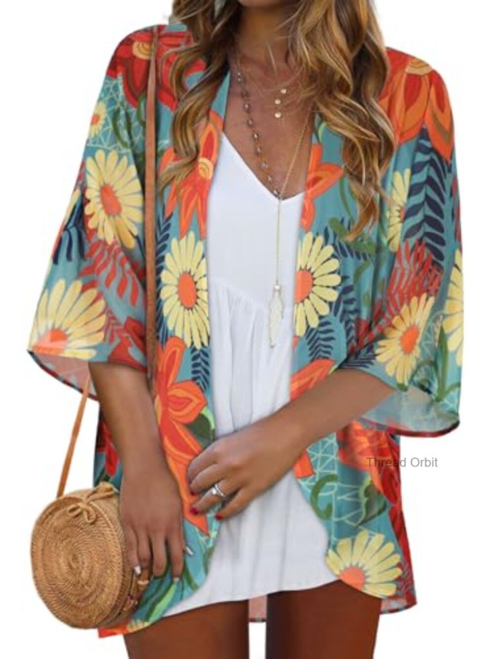 Chiffon Kimono Cardigan Cover Up Floral Print Top